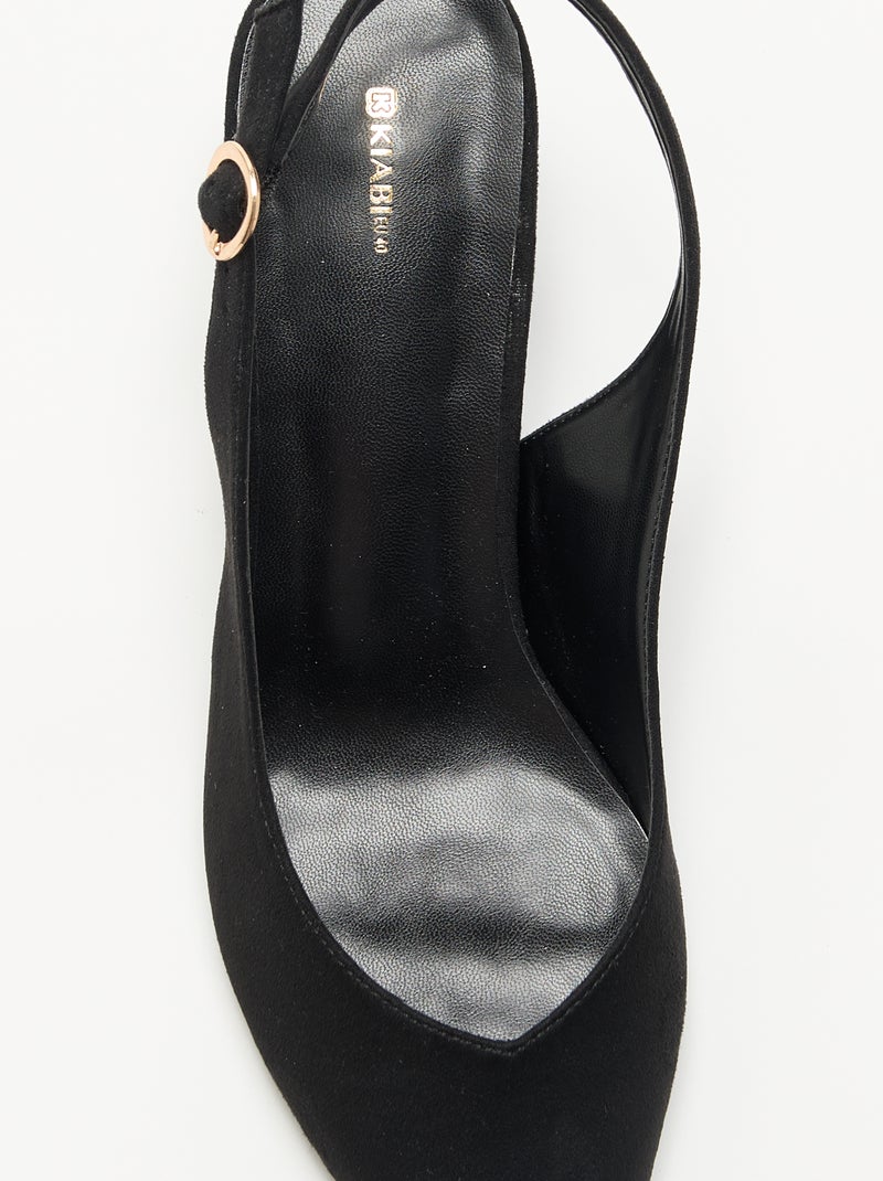 Pumps met spitse neus en blokhak Zwart - Kiabi