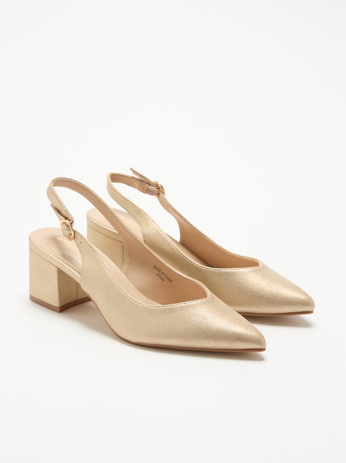 Pumps met spitse neus van goudkleurig imitatieleer - Kiabi