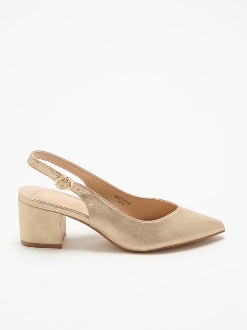 Pumps met spitse neus van goudkleurig imitatieleer - Kiabi