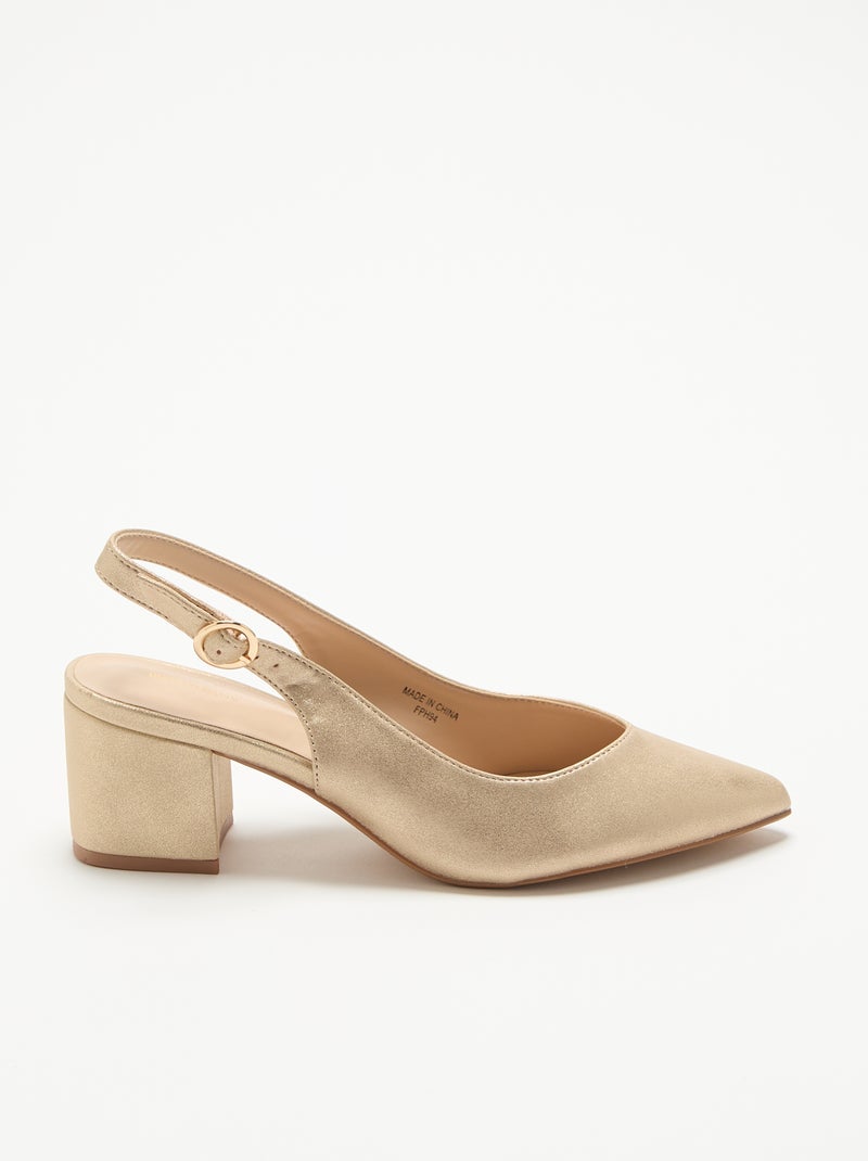 Pumps met spitse neus van goudkleurig imitatieleer Geel - Kiabi