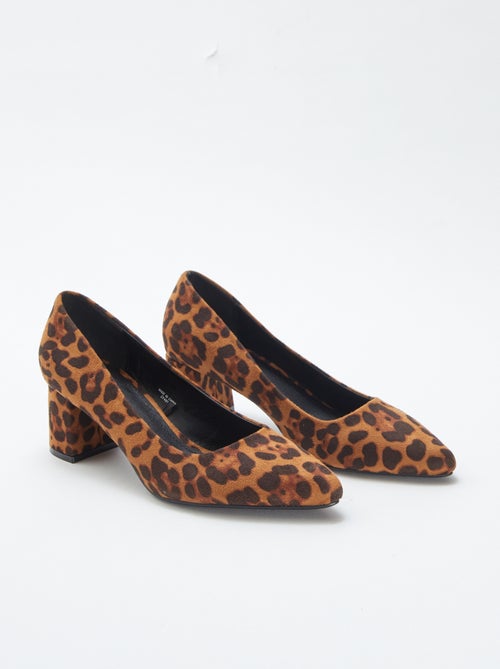 Pumps met vierkante hak en luipaardmotief - Kiabi
