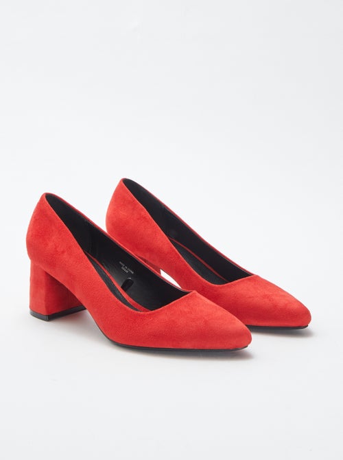 Pumps van suedine met vierkante hakken - Kiabi