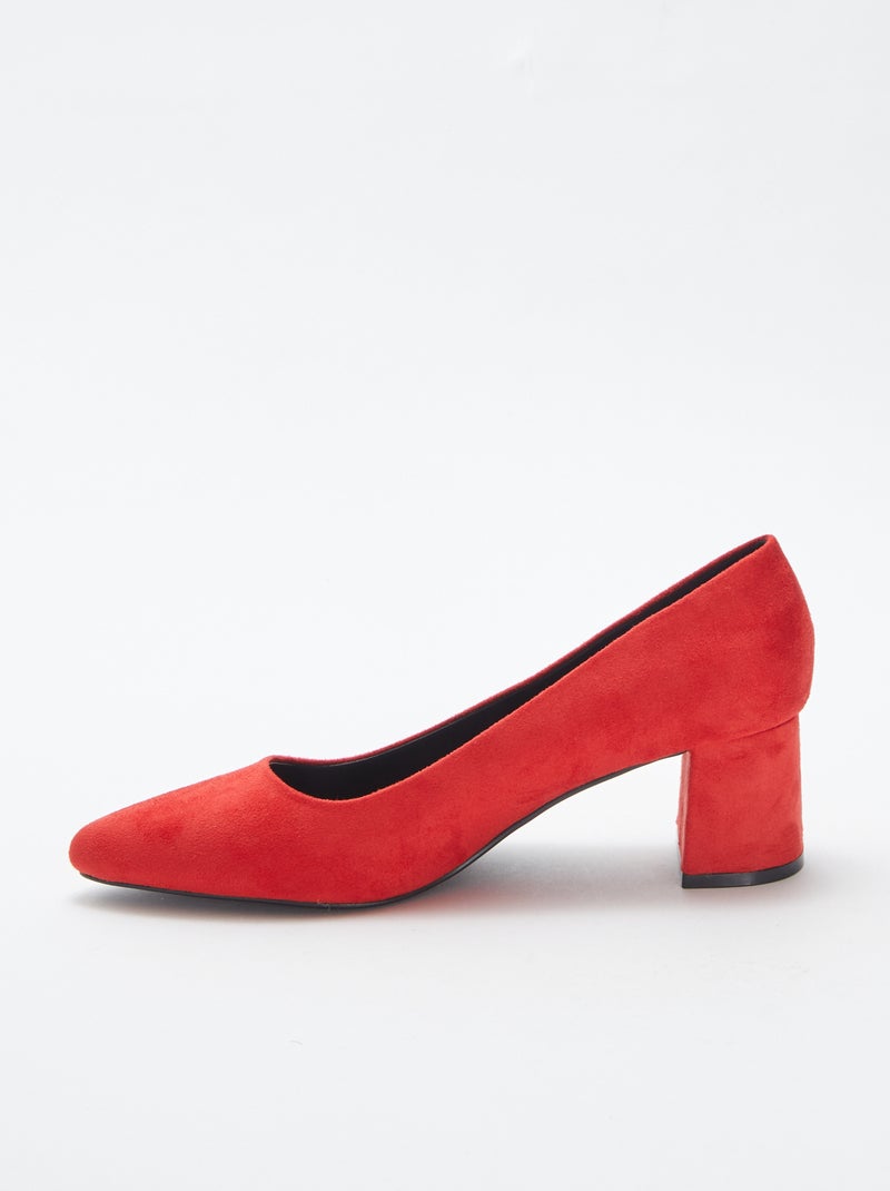 Pumps van suedine met vierkante hakken ROOD - Kiabi