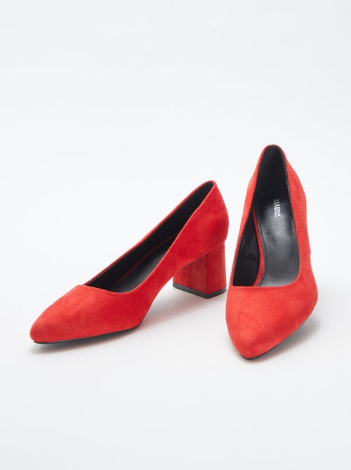 Pumps van suedine met vierkante hakken - Kiabi