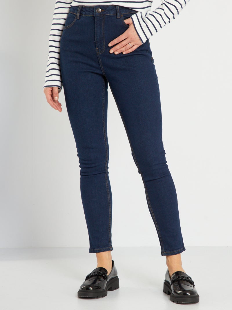 Push-upjeans met hoge taille 34L BLAUW - Kiabi
