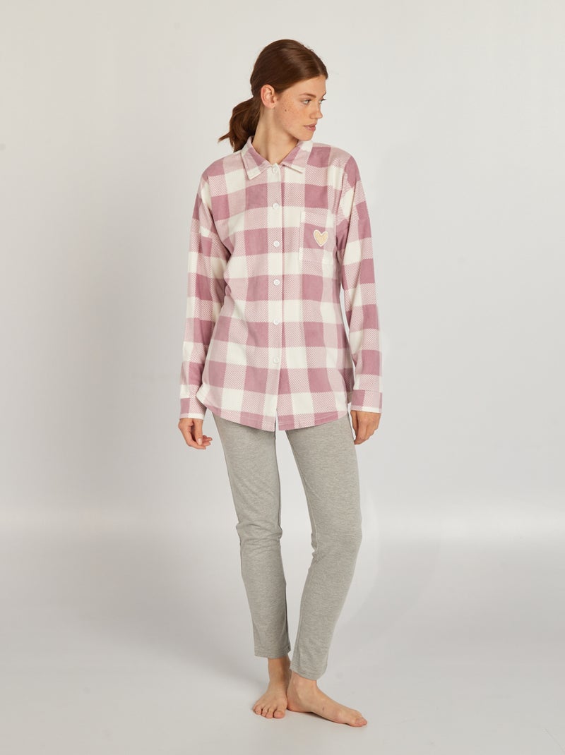 Pyjama - 2-delig roze / grijs - Kiabi