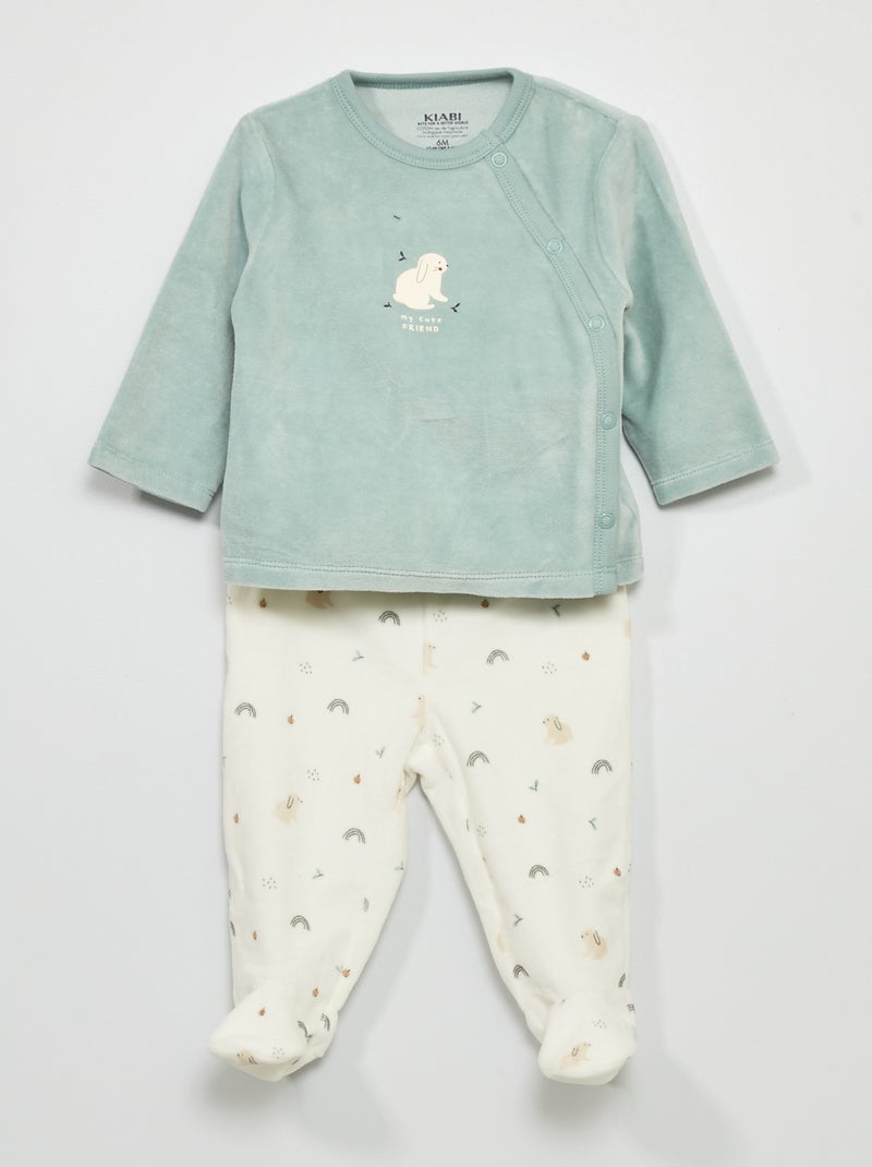 Pyjama - Uniseks -  2-delig BLAUW - Kiabi