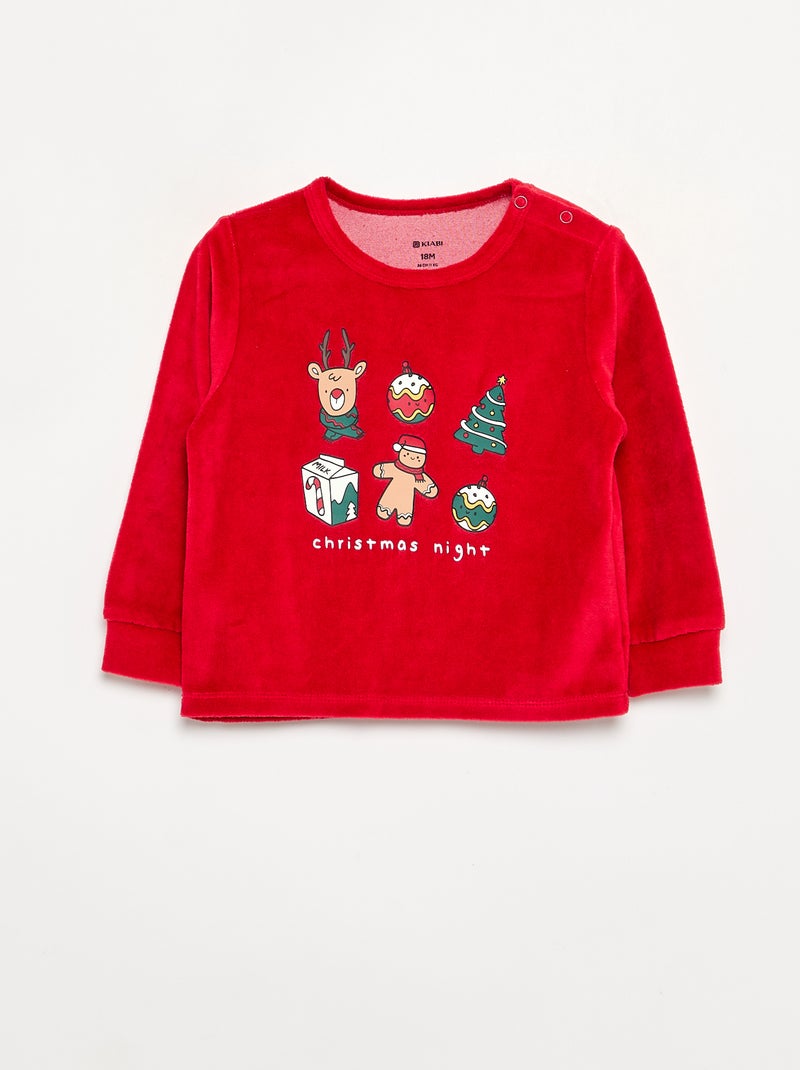 Pyjama 2-delig - Sweatshirt + broek Rood - Kiabi
