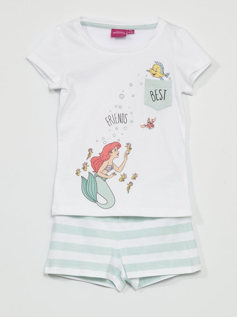Pyjama 'De kleine zeemeermin' 'Disney' - 2-delig wit / groen - Kiabi