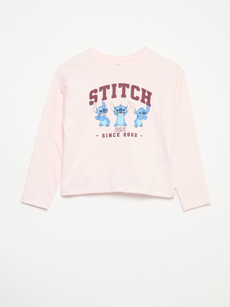 Pyjama 'Disney' van jerseytricot - 2-delig: T-shirt met lange mouwen + broek Rose - Kiabi