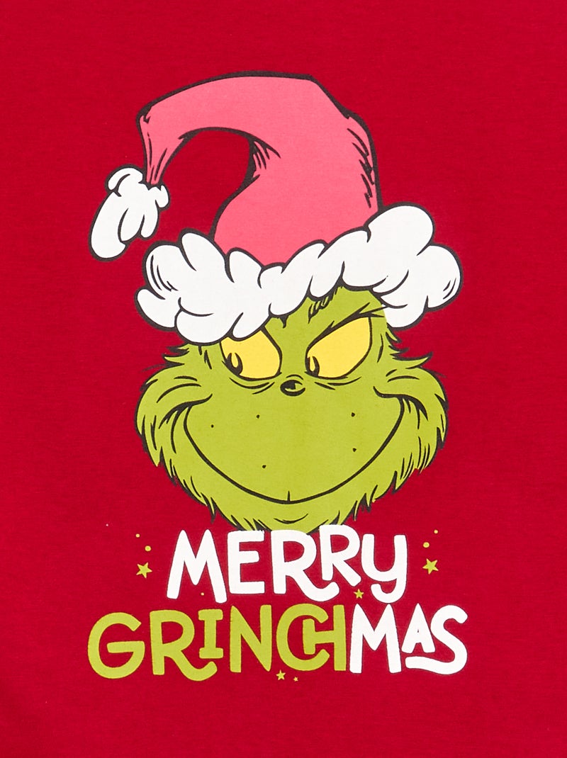 Pyjama 'Grinch' 2-delig - T-shirt met lange mouwen + broek Rood - Kiabi