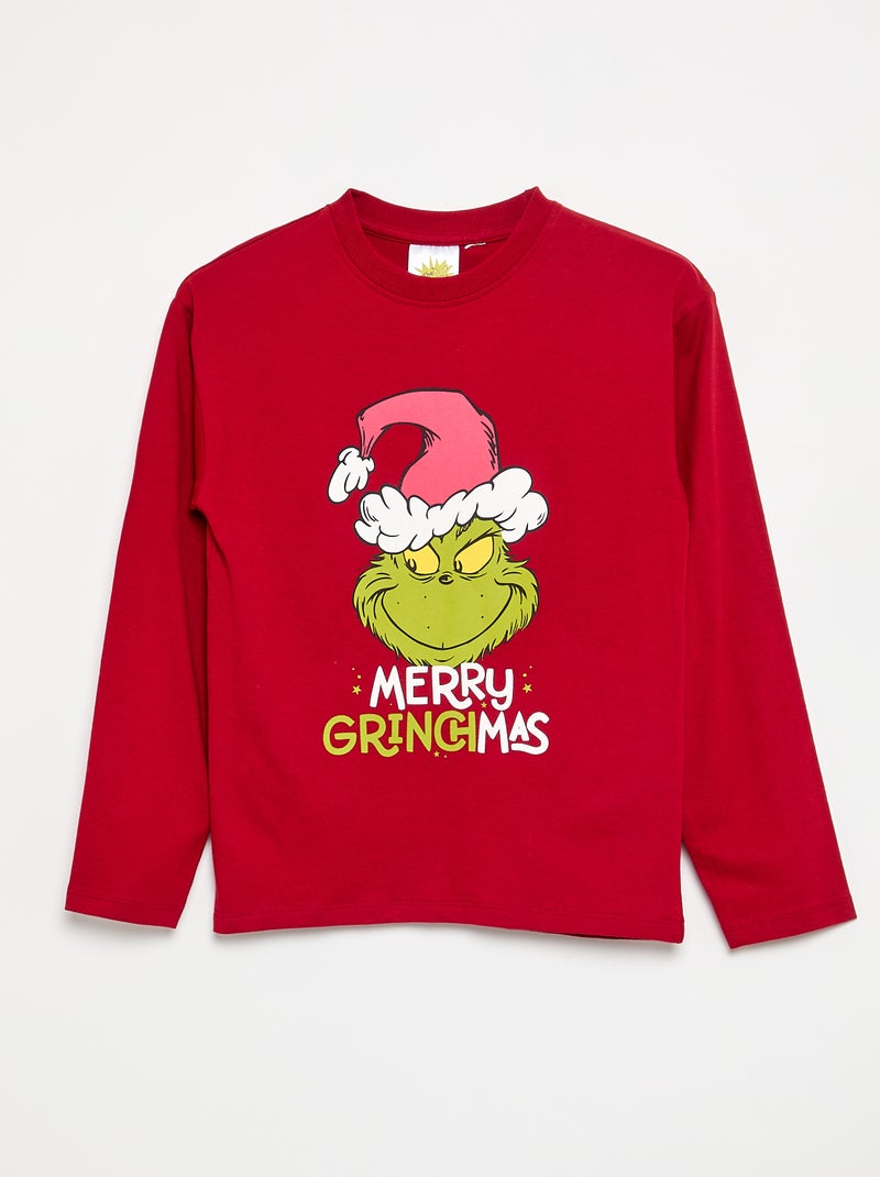 Pyjama 'Grinch' 2-delig - T-shirt met lange mouwen + broek Rood - Kiabi