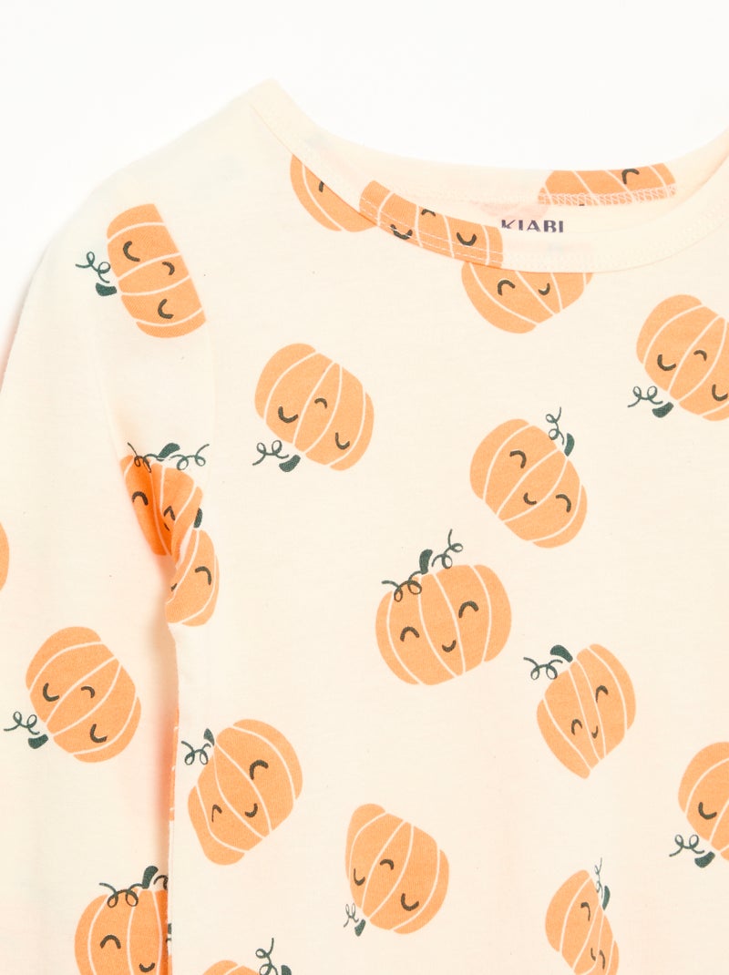 Pyjama 'Halloween' 2-delig - T-shirt met lange mouwen + broek Biege - Kiabi