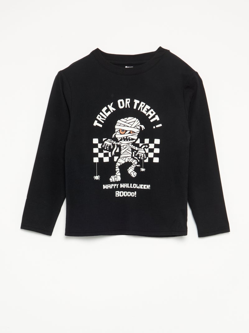 Pyjama 'Halloween' 2-delig - T-shirt met lange mouwen + broek Zwart - Kiabi
