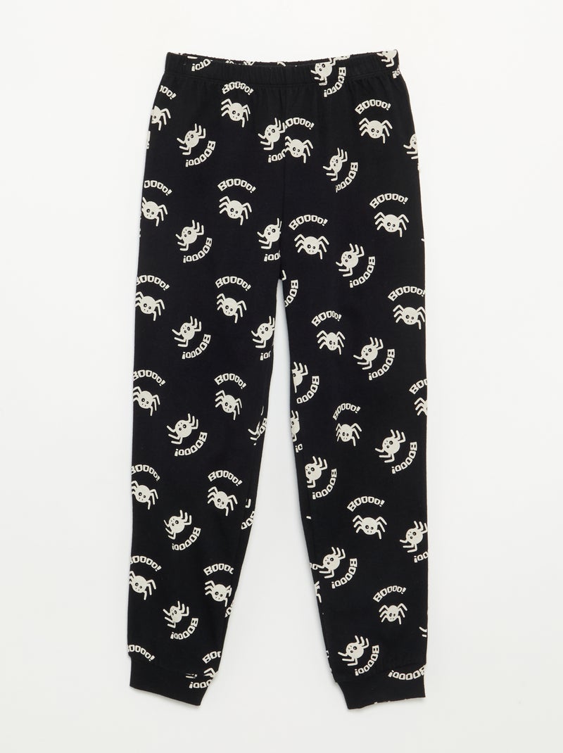 Pyjama 'Halloween' 2-delig - T-shirt met lange mouwen + broek Zwart - Kiabi