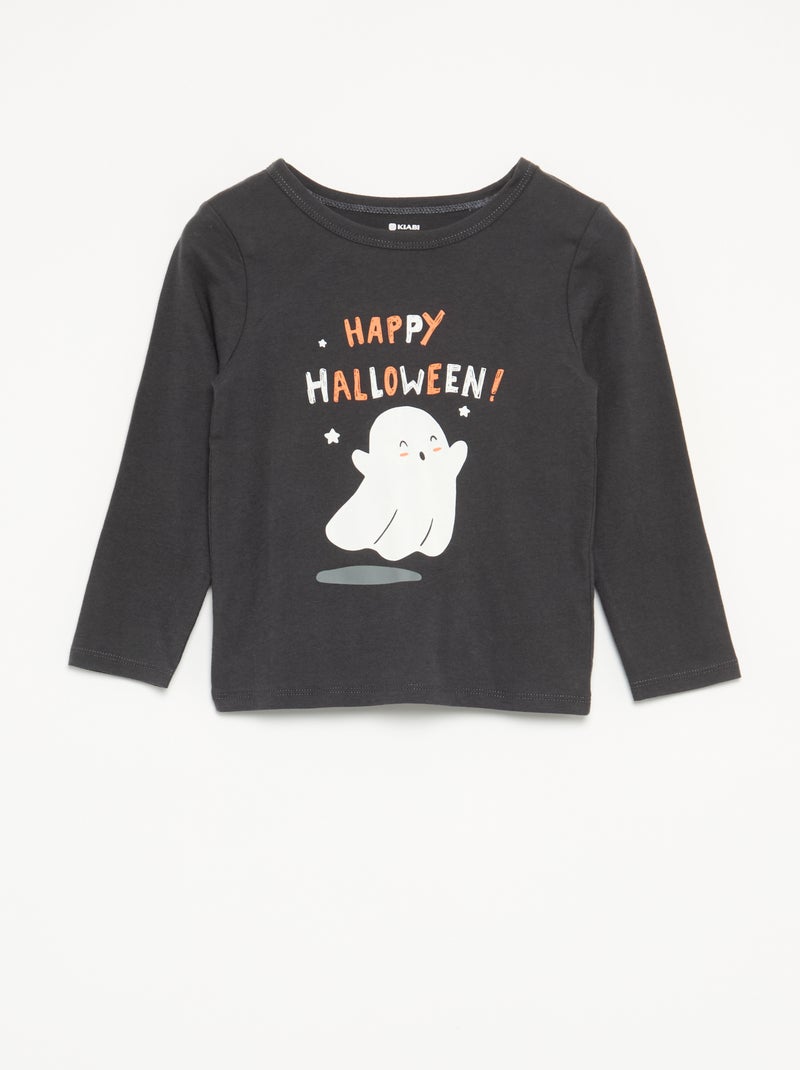 Pyjama 'Halloween' 2-delig - T-shirt met lange mouwen + broek Zwart - Kiabi