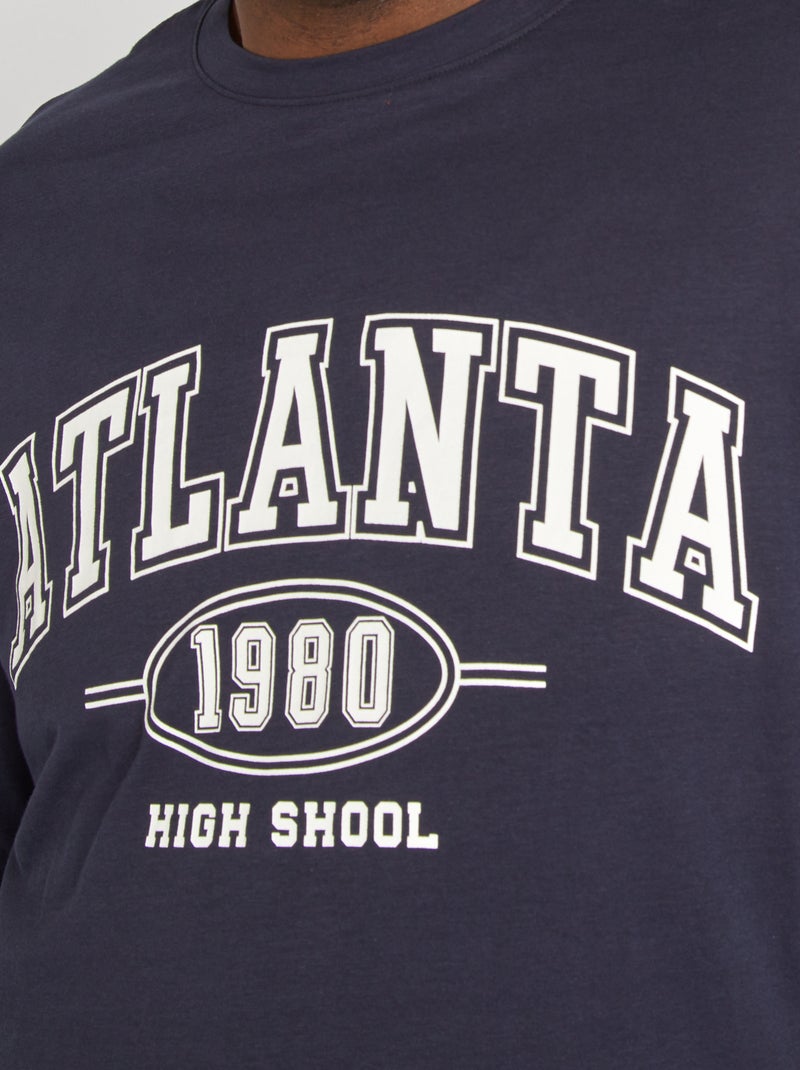 Pyjama in campusstijl - 2-delig BLAUW - Kiabi