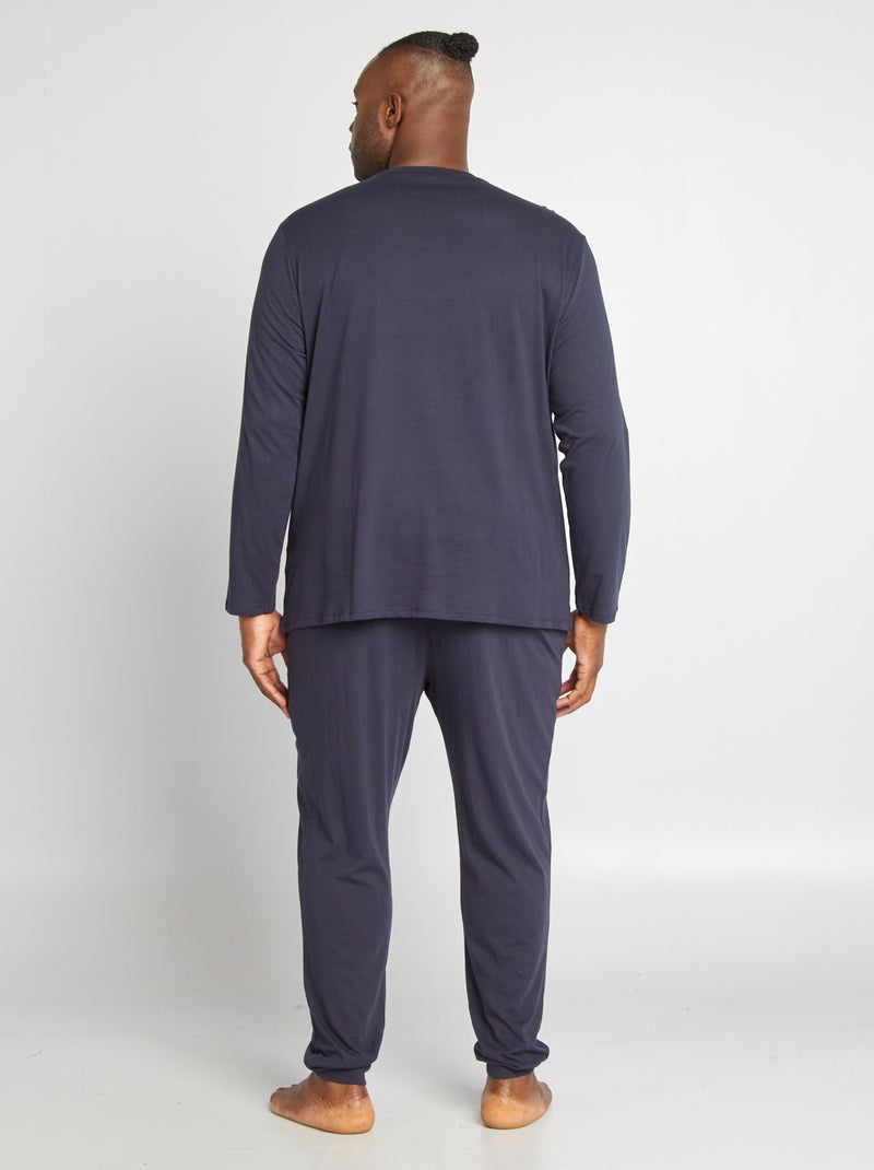 Pyjama in campusstijl - 2-delig BLAUW - Kiabi