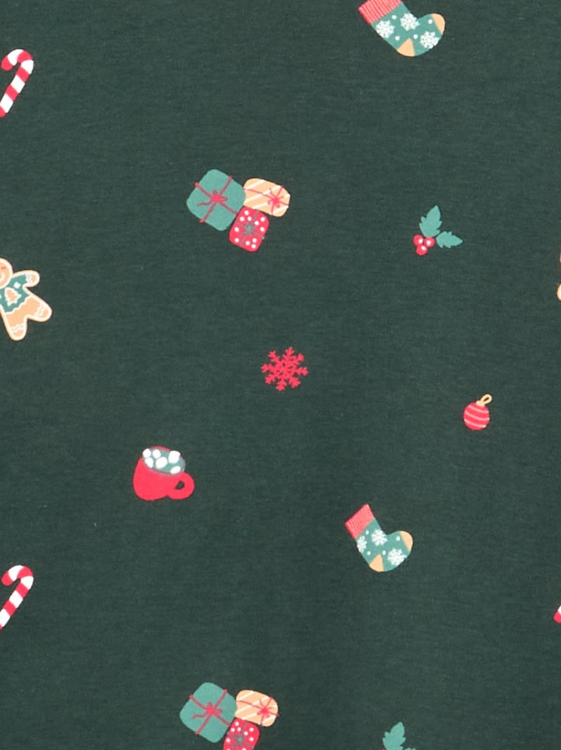 Pyjama 'Kerst' 2-delig - T-shirt met lange mouwen + broek Groen - Kiabi