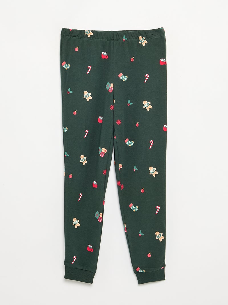Pyjama 'Kerst' 2-delig - T-shirt met lange mouwen + broek Groen - Kiabi