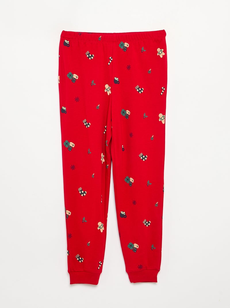 Pyjama 'Kerst' 2-delig - T-shirt met lange mouwen + broek Rood - Kiabi