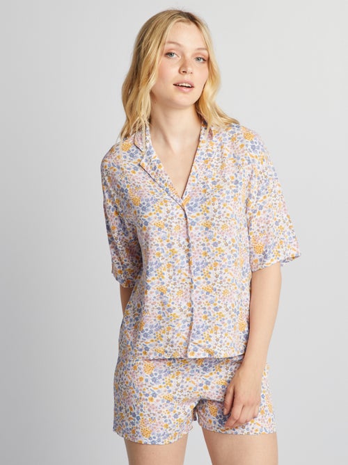 Pyjama met bloemenprint - Blouse en short - Kiabi