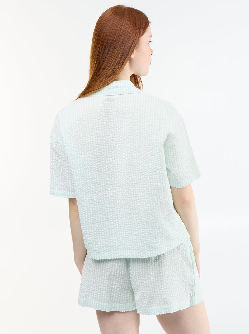 Pyjama met gestreepte short - 2-delig Groen - Kiabi