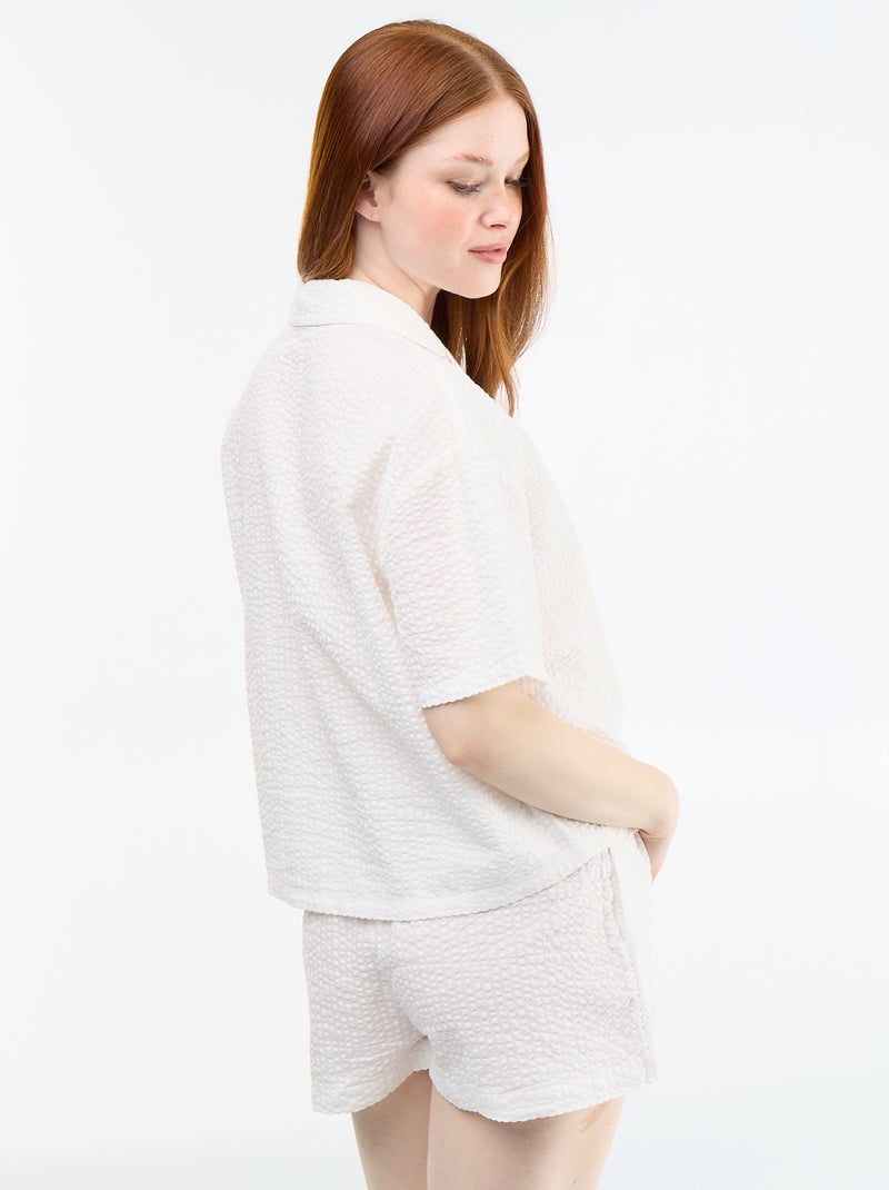 Pyjama met gestreepte short - 2-delig Wit - Kiabi