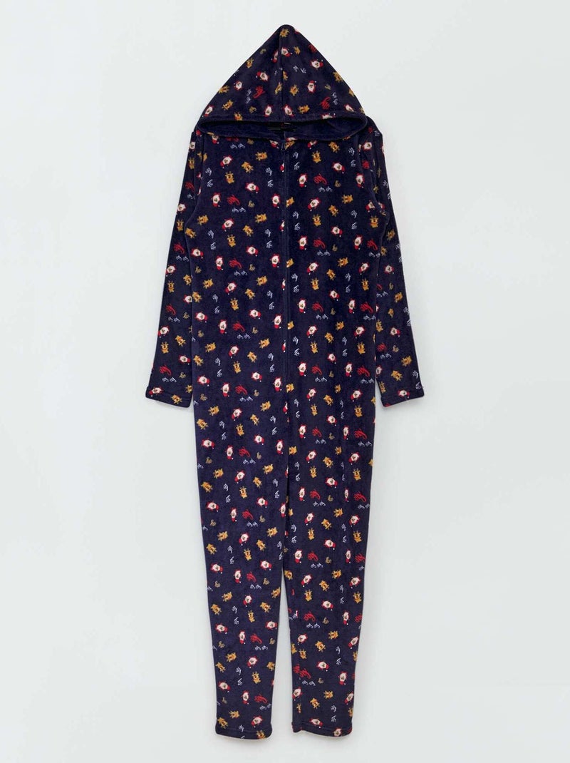 Pyjama met kerstmanprint BLAUW - Kiabi