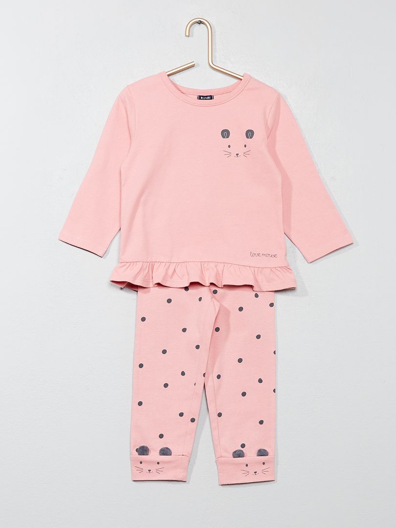 Pyjama met muizenprint roze - Kiabi