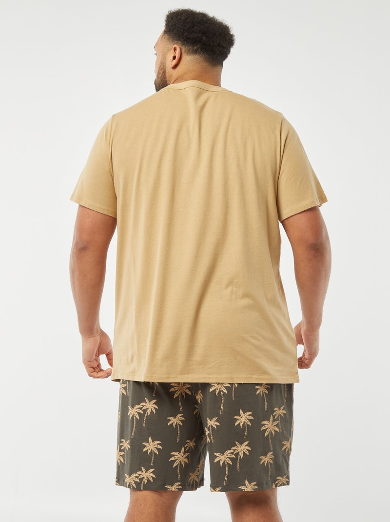 Pyjama met print - Short + T-shirt - 2-delig BRUIN - Kiabi