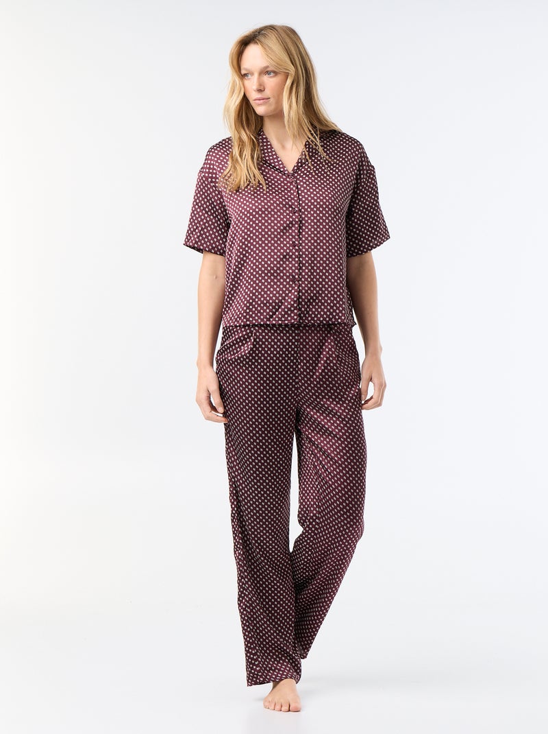 Pyjama met print van lichte jerseytricot Rood - Kiabi