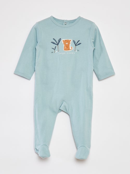 Pyjama met voetjes en motiefje - Kiabi