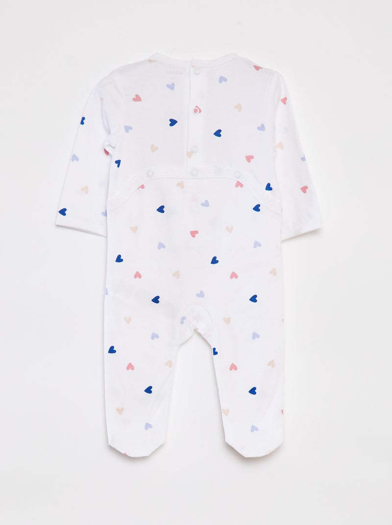 Pyjama met voetjes en motiefje WIT - Kiabi