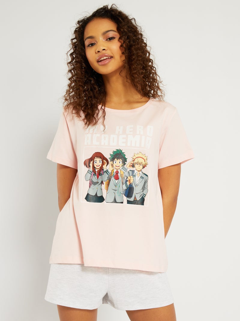 Pyjama 'My Hero Academia' - 2-delig roze / grijs - Kiabi