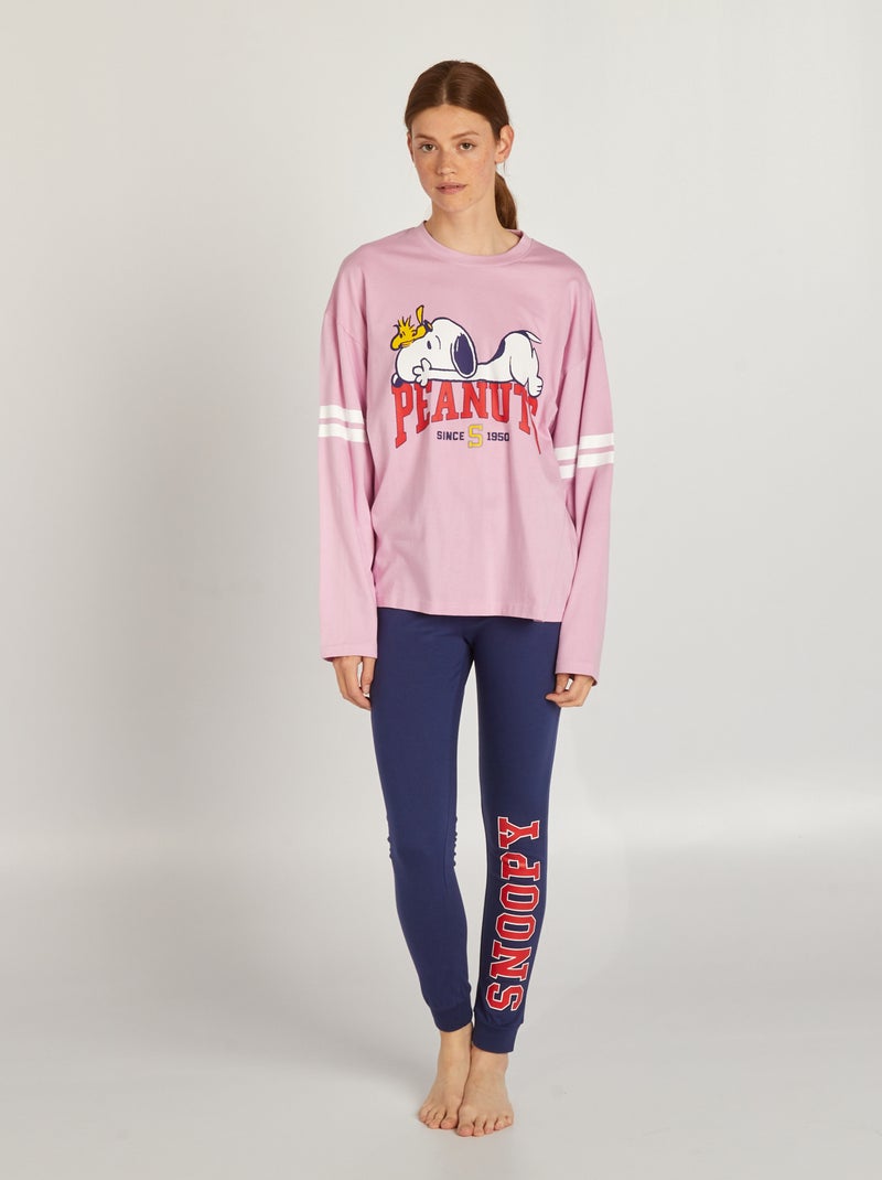 Pyjama 'Snoopy' - 2-delig paars - Kiabi