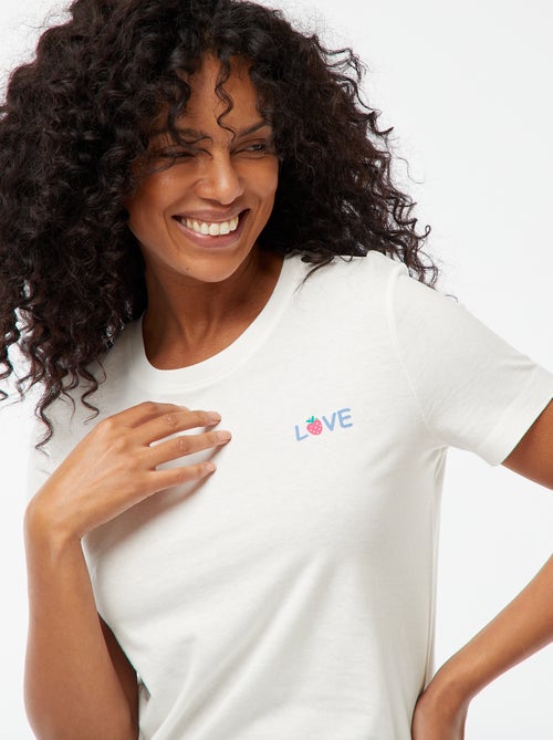 Pyjama-T-shirt met tekstopdruk + gestreept short - 2-delig - Kiabi