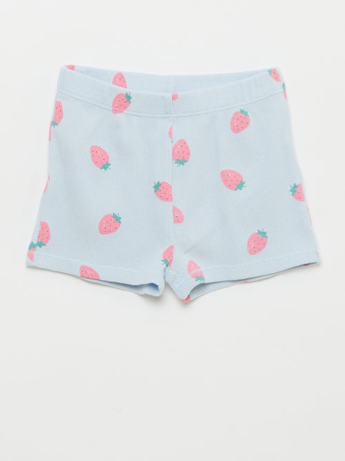 Pyjama T-shirt + short van katoen met ribstructuur - 2-delige set - Kiabi