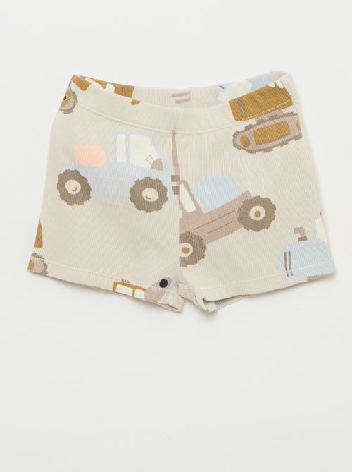 Pyjama T-shirt + short van katoen met ribstructuur - 2-delige set - Kiabi