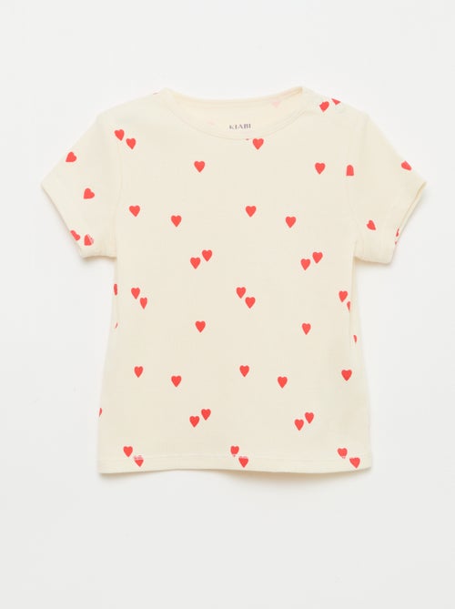 Pyjama T-shirt + short van katoen met ribstructuur - 2-delige set - Kiabi