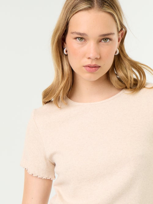 Pyjama-T-shirt van geribde stof - Kiabi