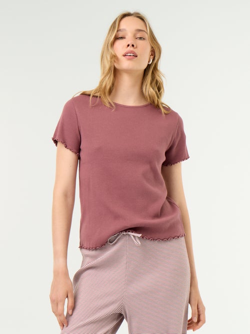 Pyjama-T-shirt van geribde stof - Kiabi