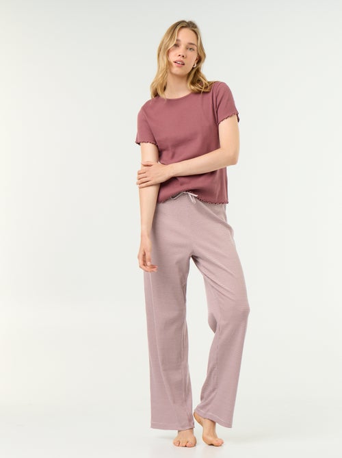 Pyjama-T-shirt van geribde stof - Kiabi