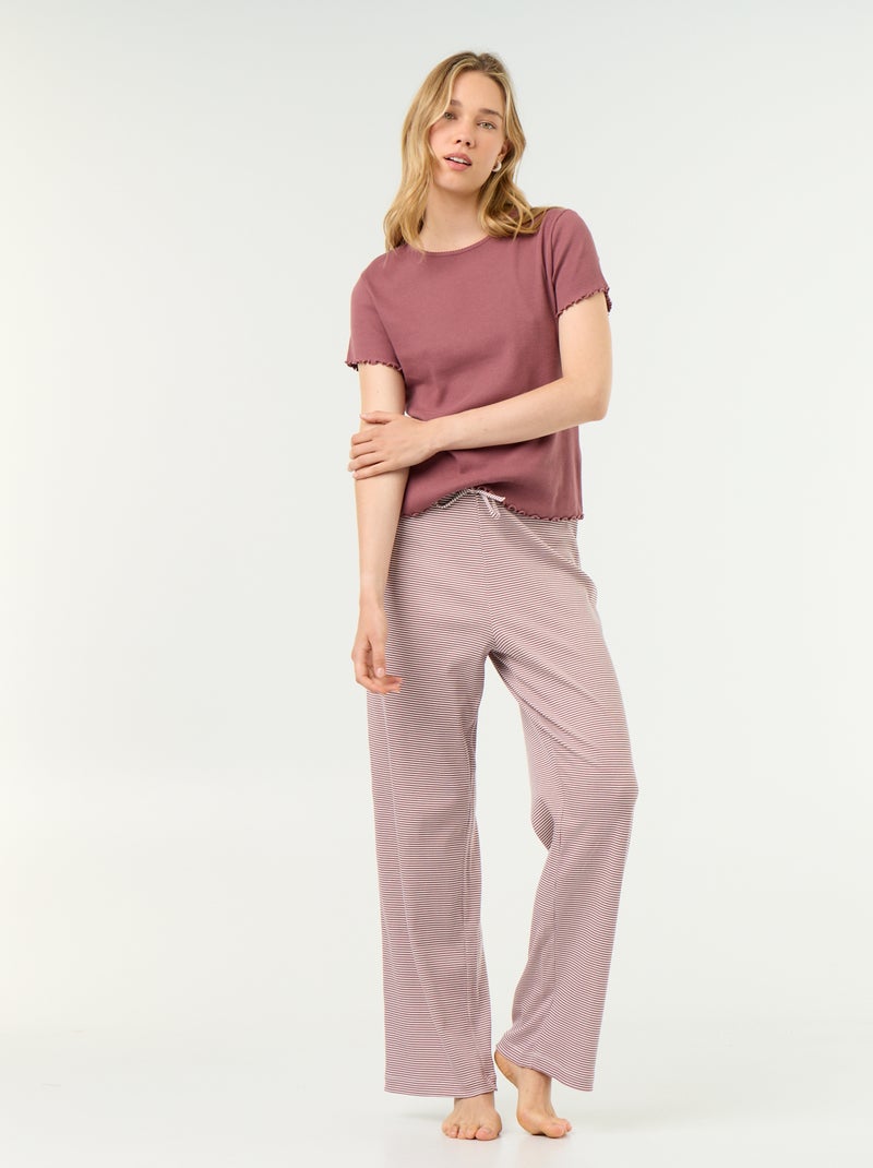 Pyjama-T-shirt van geribde stof Rose - Kiabi