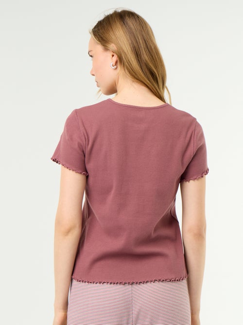Pyjama-T-shirt van geribde stof - Kiabi