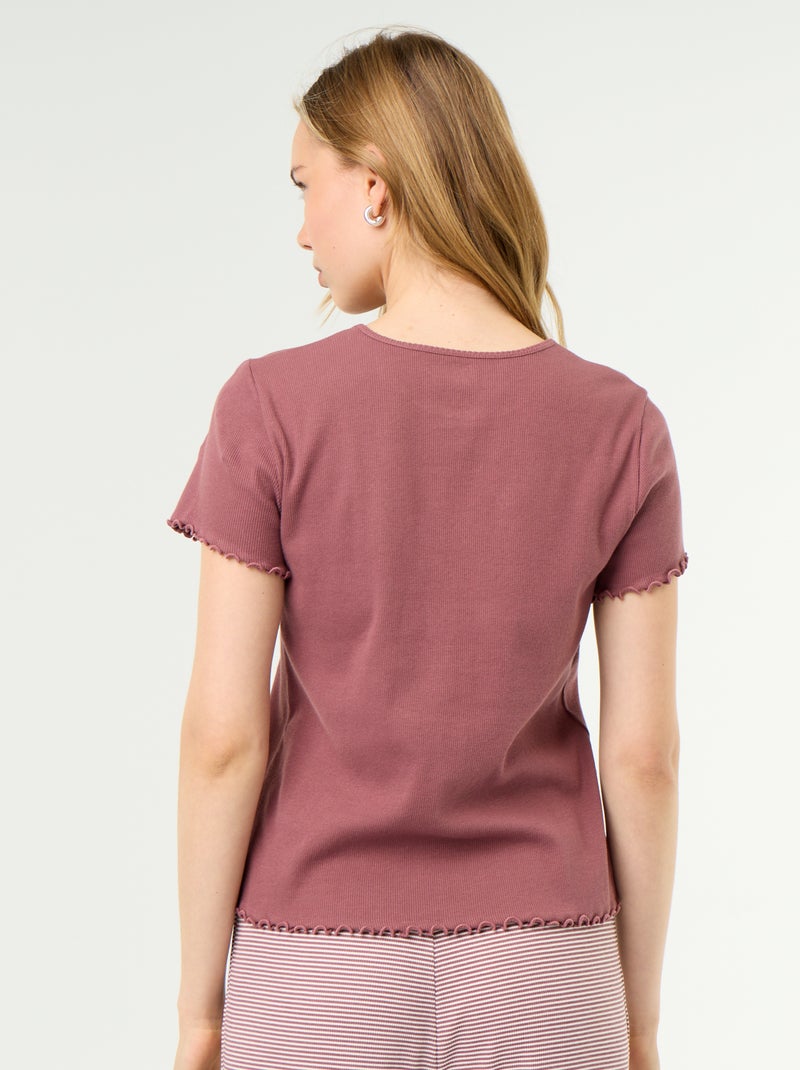 Pyjama-T-shirt van geribde stof Rose - Kiabi