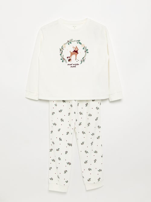 Pyjama van bedrukt velours - Kiabi