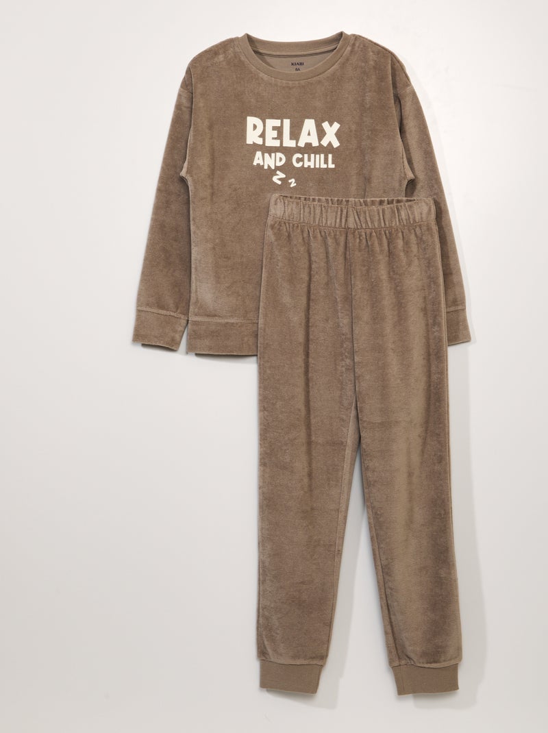 Pyjama van corduroy - 2-delig BRUIN - Kiabi