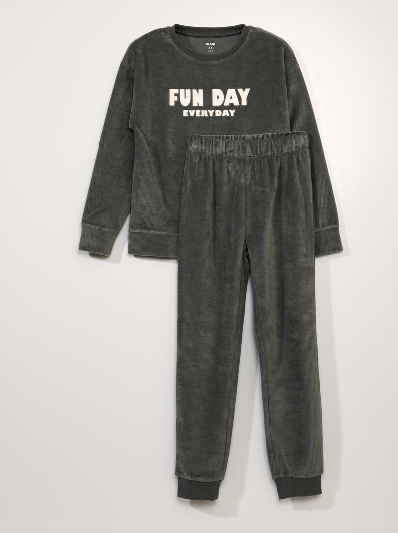 Pyjama van corduroy - 2-delig GROEN - Kiabi