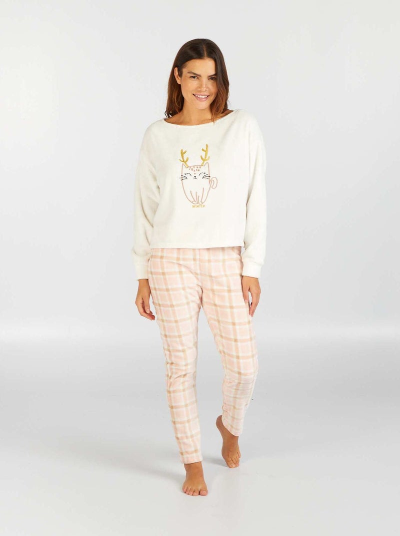 Pyjama van fleece - 2-delig WIT - Kiabi